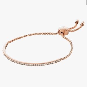 Authentic Michael Kors Pave Crystals Bar Slider Yellow Gold Tone Bracelet